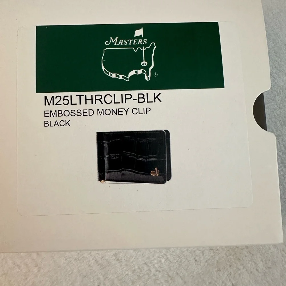Masters Leather Money Clip from Augusta National. Black crocodile.